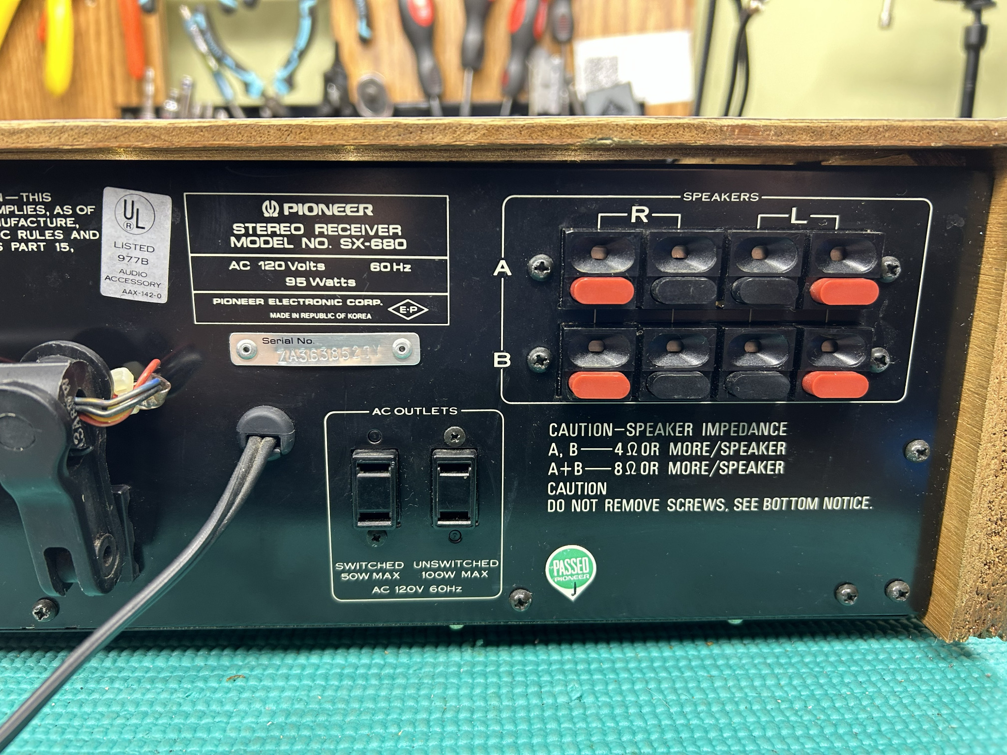 Restored Pioneer SX-680 faceplate and controls