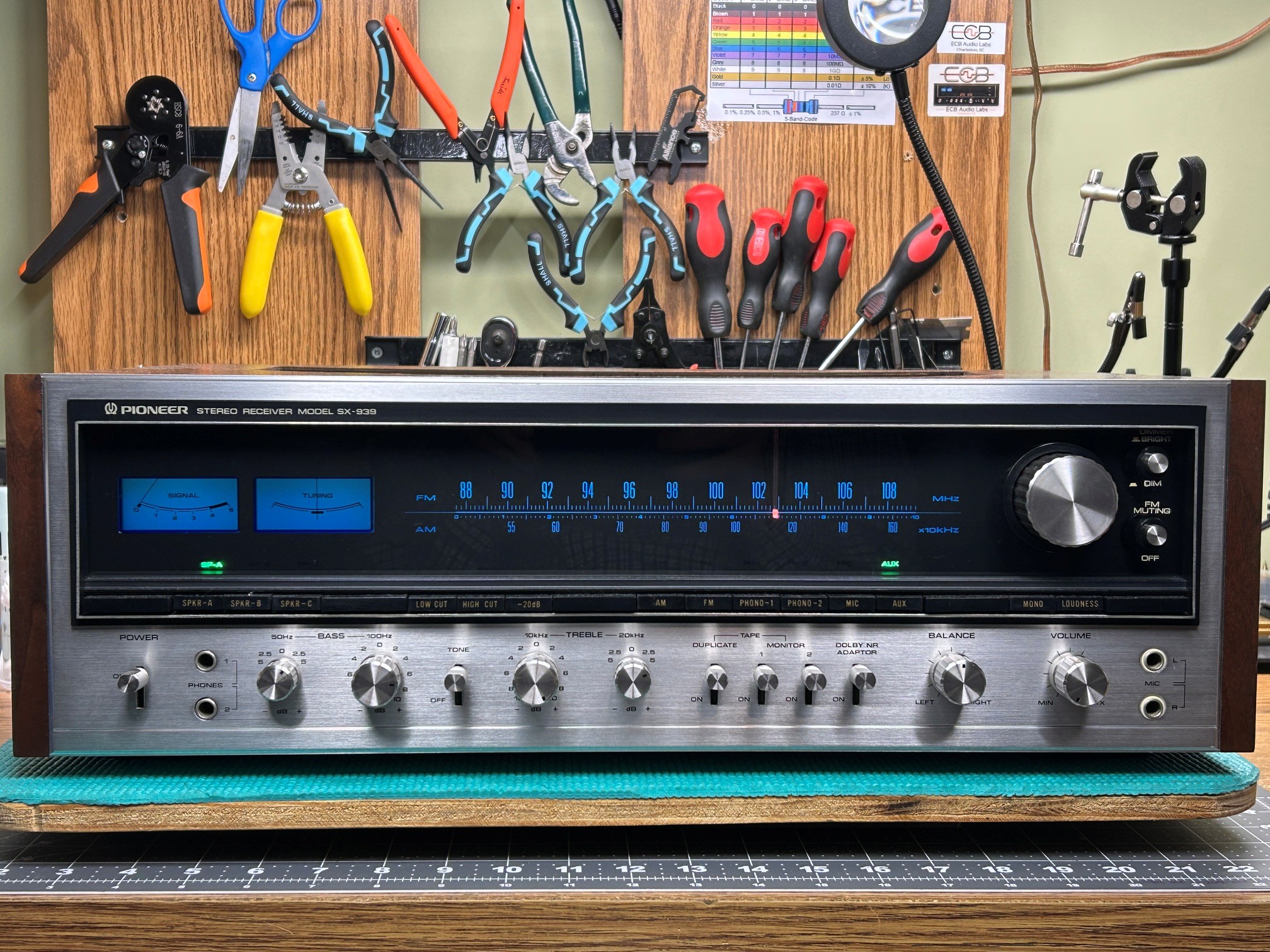 Pioneer SX-939 displayed on the bench